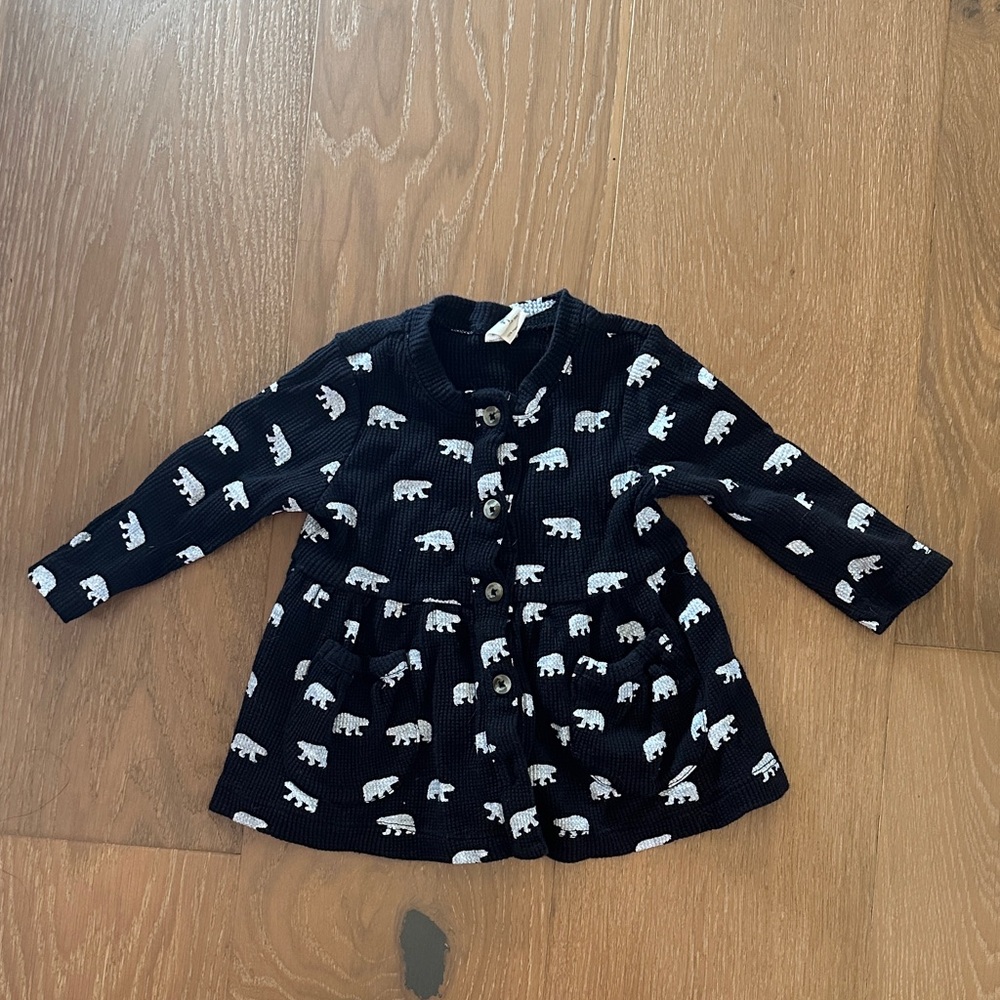 Kate Quinn Charcoal Dress with Bear Pattern